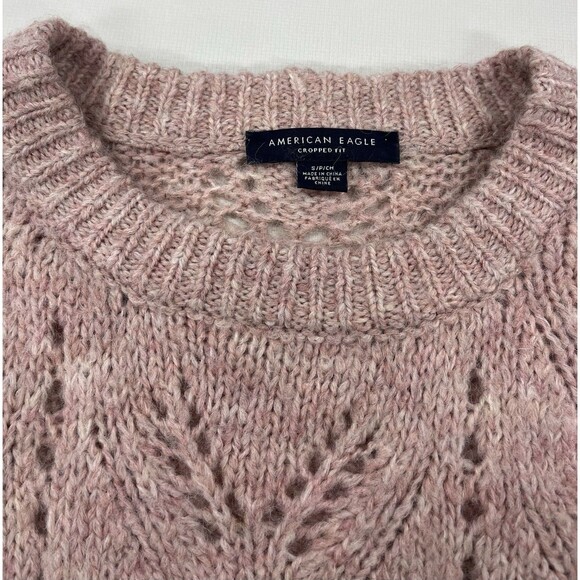 Women's American Eagle Light Pink Knit Sweater Cropped Fit, Small - Picture 2 of 2